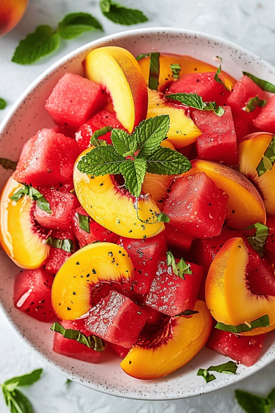 Easy Summer Peach Watermelon Salad with Lime and Mint 2 image 1780488144601