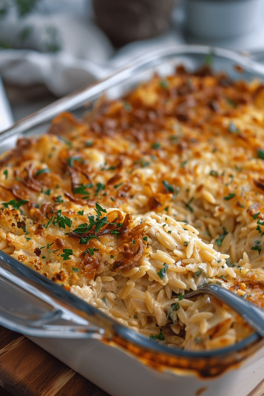 French Onion Chicken Orzo Casserole Weeknight Comfort Bake 2 image 1780557032771