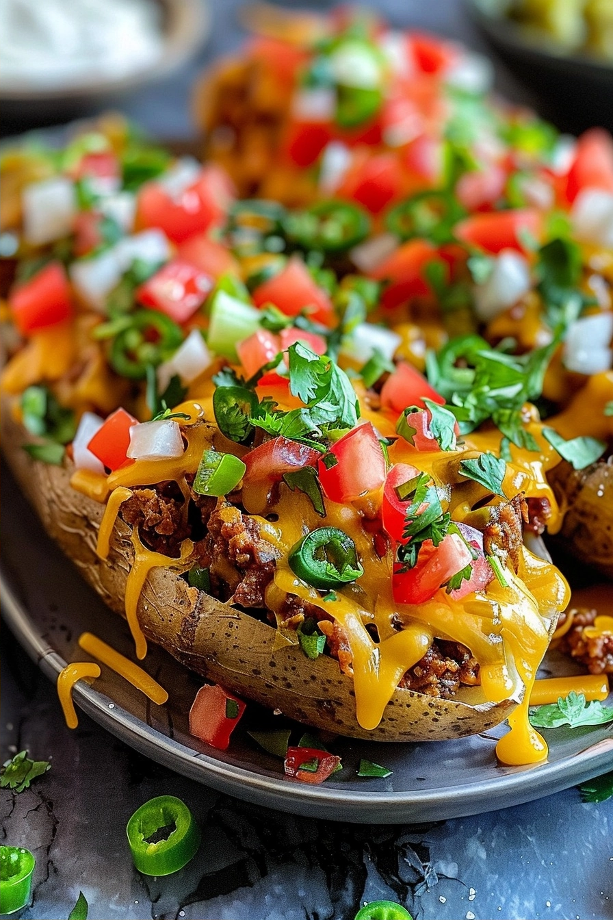 Taco Potatoes Easy Cheesy Loaded Potato Dinner 3 image 1790718080314