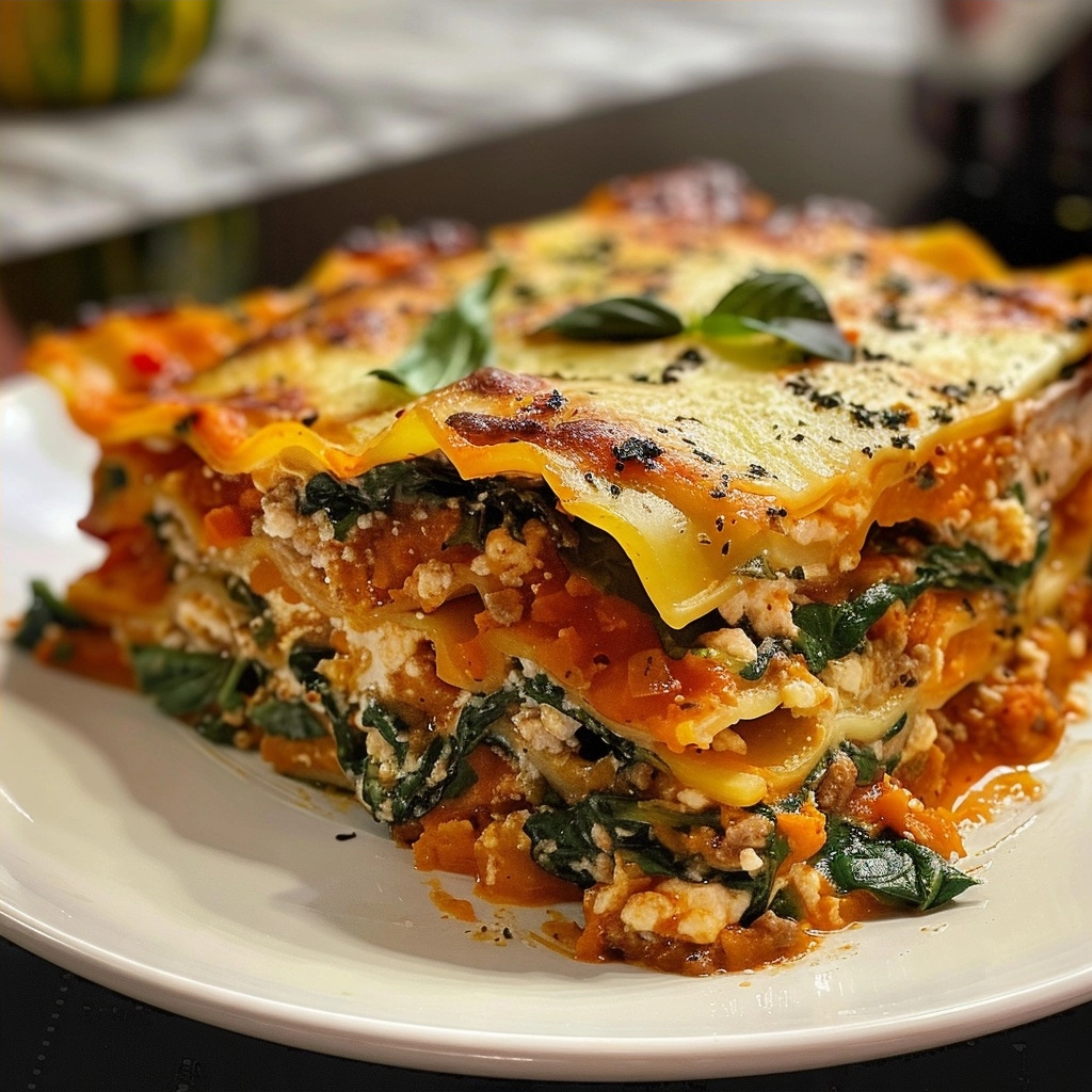 Vegetarian Pumpkin Spinach Lasagna Easy Fall Lasagna Recipe